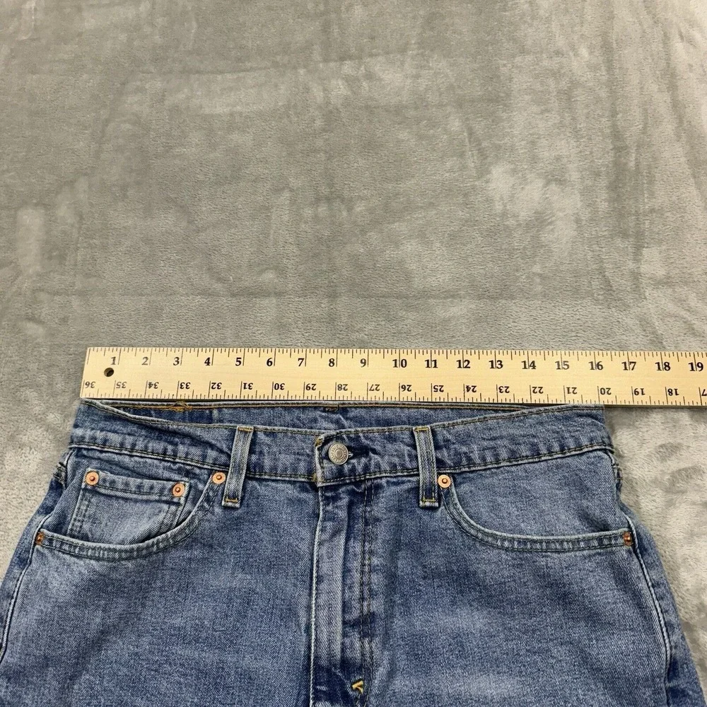 Levis Shorts Mens 33 Blue 511 Slim Cut Off Medium Wash Denim Pockets Logo Casual